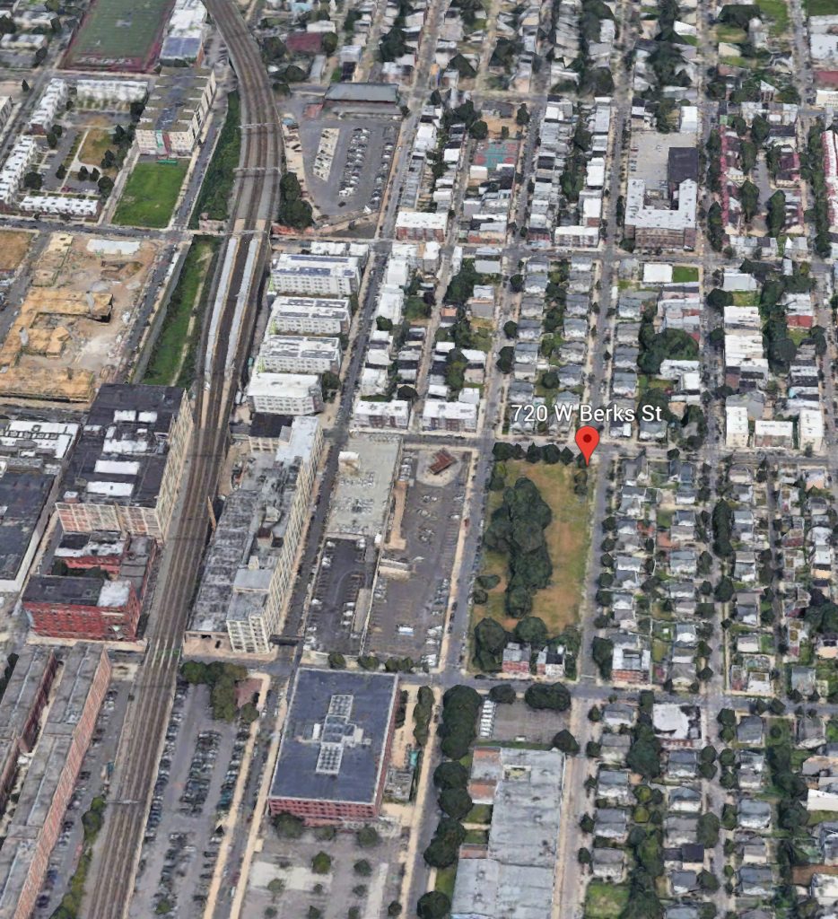 Aerial view of 720-30 West Berks Street. Credit: Google.