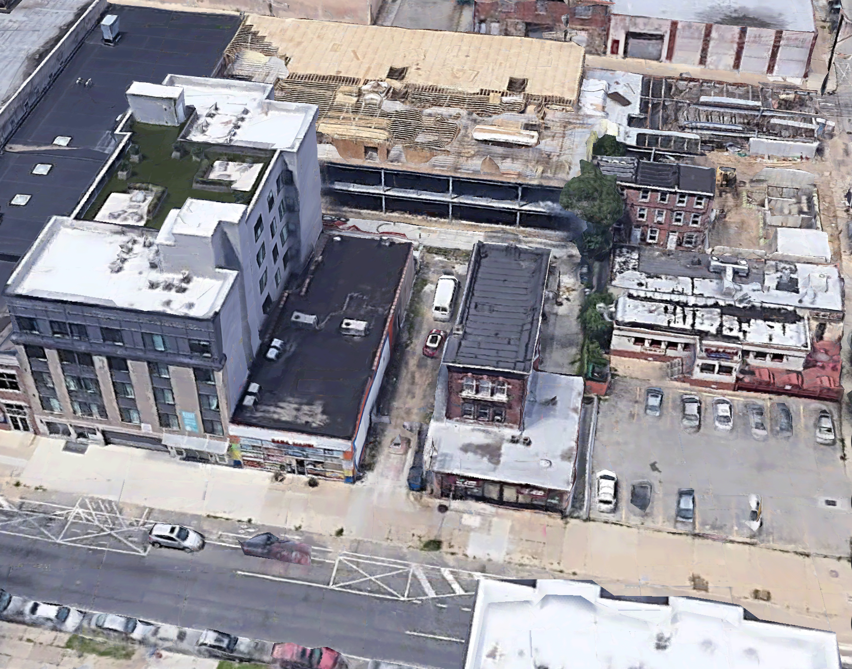 Aerial view of 4211-13 Chestnut Street. Credit: Google.