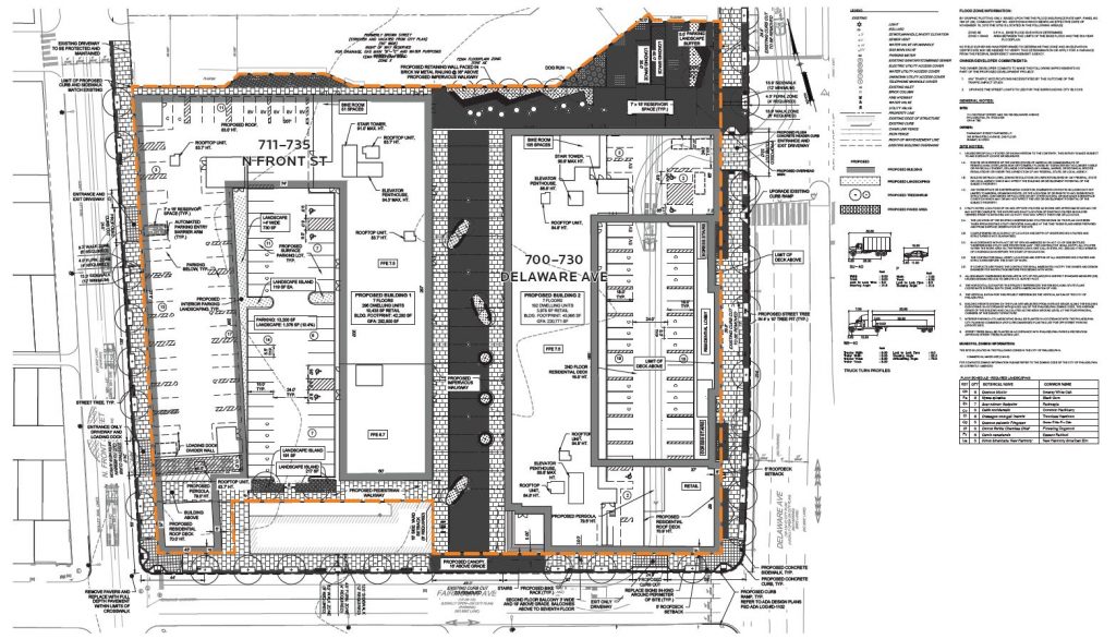 700-30 Delaware Avenue and 711-35 North Front Street. Site plan. Credit: JKRP Architects
