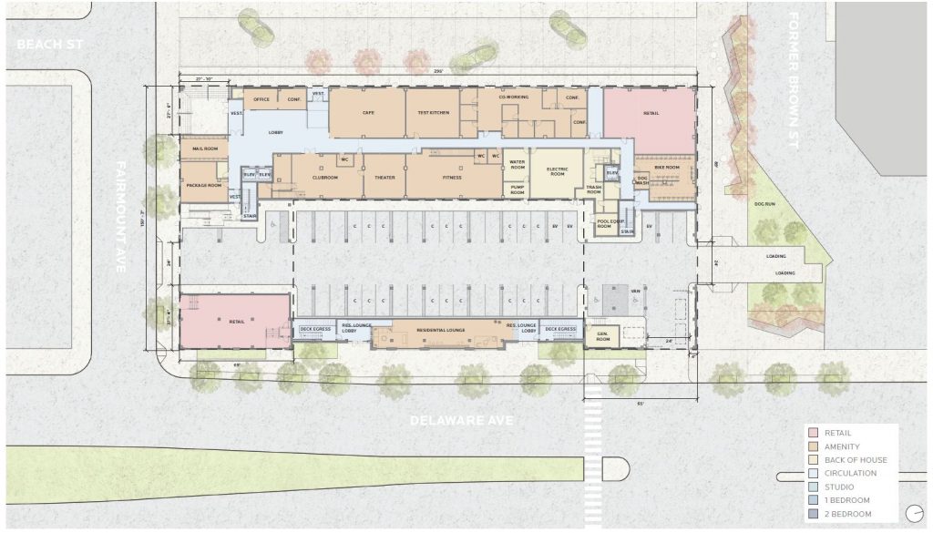 700-30 Delaware Avenue. Ground floor plan. Credit: JKRP Architects