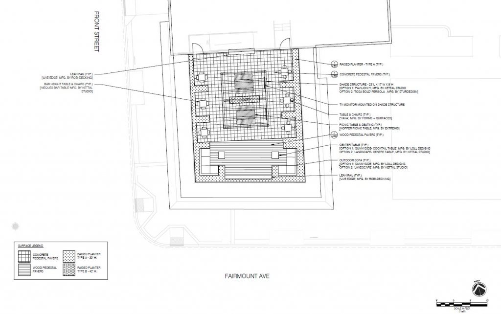 711-35 North Front Street. Seventh floor roof deck plan. Credit: JKRP Architects