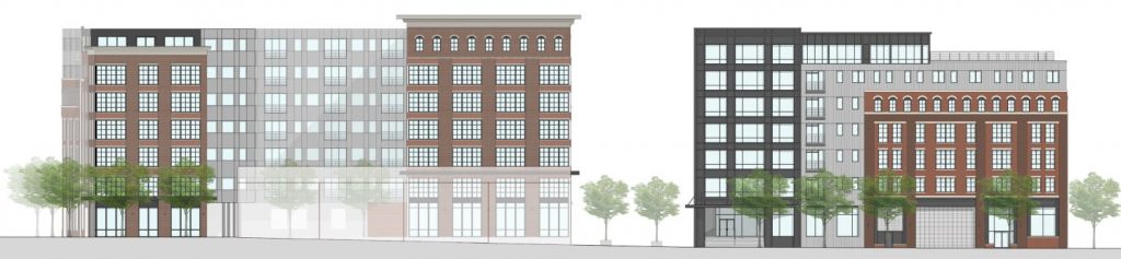 700-30 Delaware Avenue and 711-35 North Front Street. Fairmount Avenue elevations. Credit: JKRP Architects