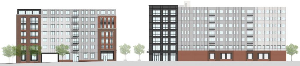 700-30 Delaware Avenue and 711-35 North Front Street. Brown Street elevations. Credit: JKRP Architects