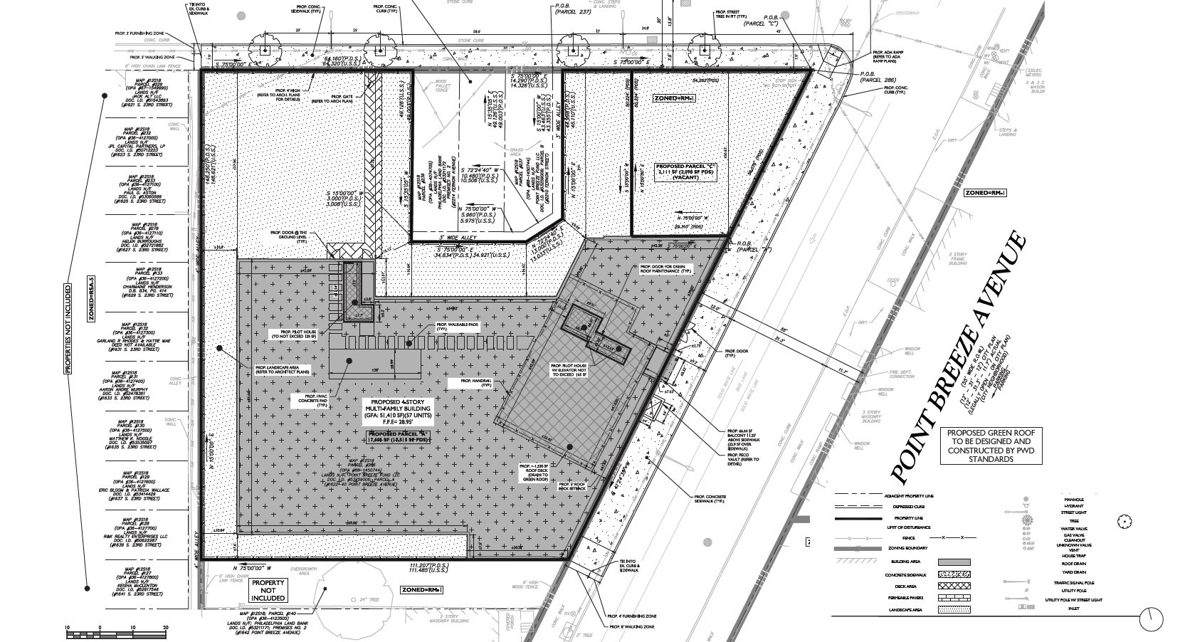 1622-40 Point Breeze Avenue. Site plan. Credit: JKRP Architects via the Civic Design Review