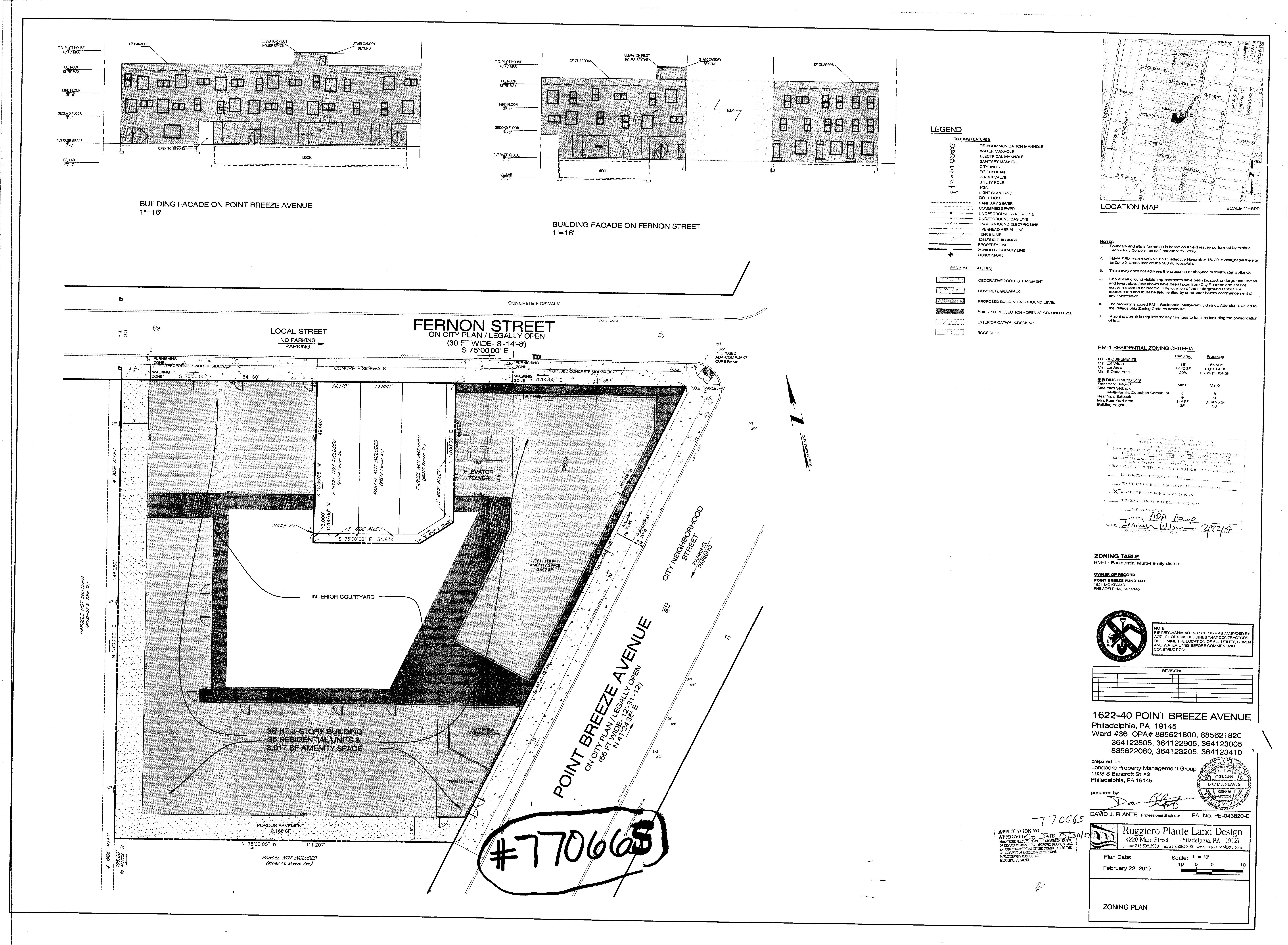 1622-40 Point Breeze Avenue. Original design and site plan. Credit: Ruggiero Plante Land Design via the City of Philadelphia