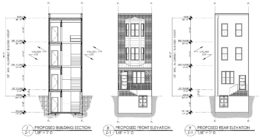 1715 North 42nd Street. Building elevation and sections. Credit: Stuart G. Rosenberg Architects (SgRA)