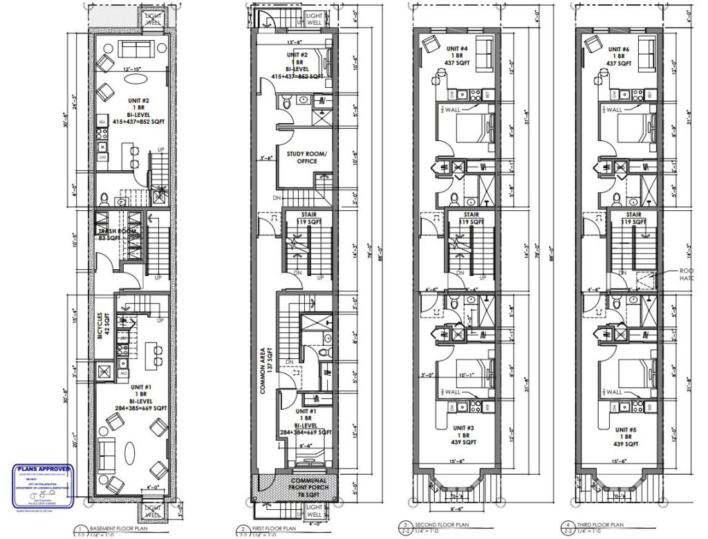 1715 North 42nd Street. Floor plans. Credit: Stuart G. Rosenberg Architects (SgRA)