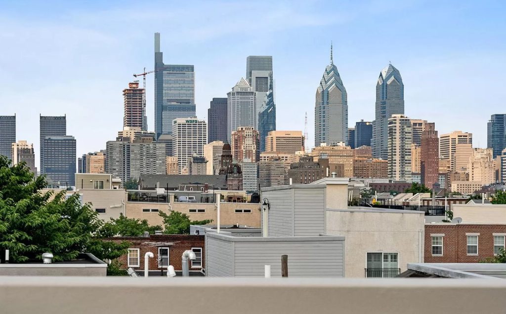 The Philadelphia skyline as seen from 2023 Oakford Street via the development team