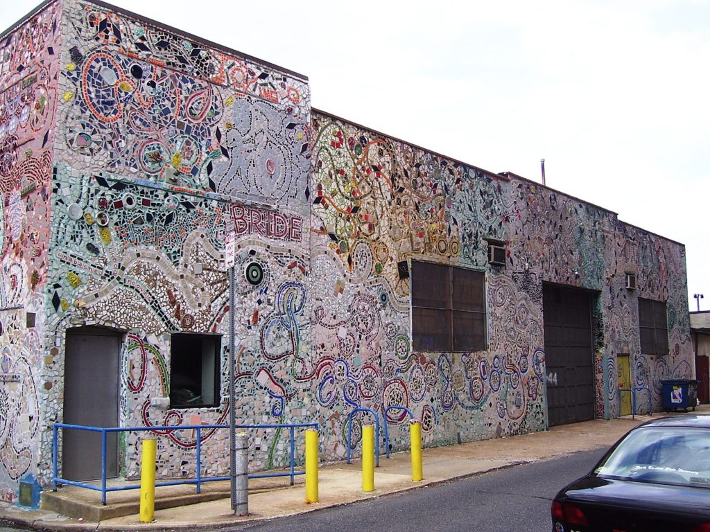 The Isaiah Zagar mosaic at Painted Bride Art Center at 230 Vine Street. Credit: Beyond My Ken via Wikipedia