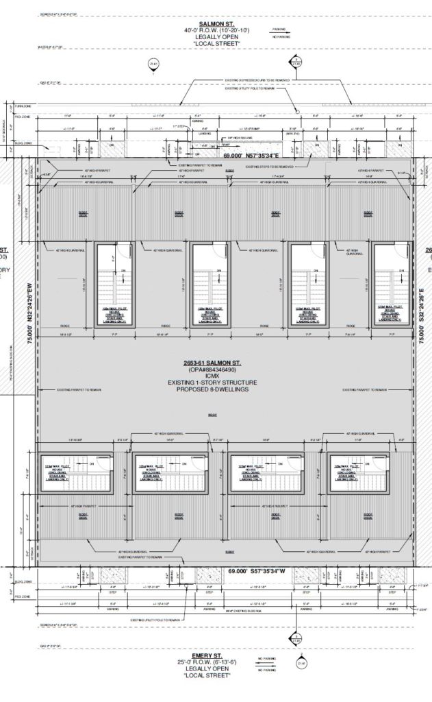 2653-61 Salmon Street. Site plan. Credit: Kore Design Architecture via the City of Philadelphia
