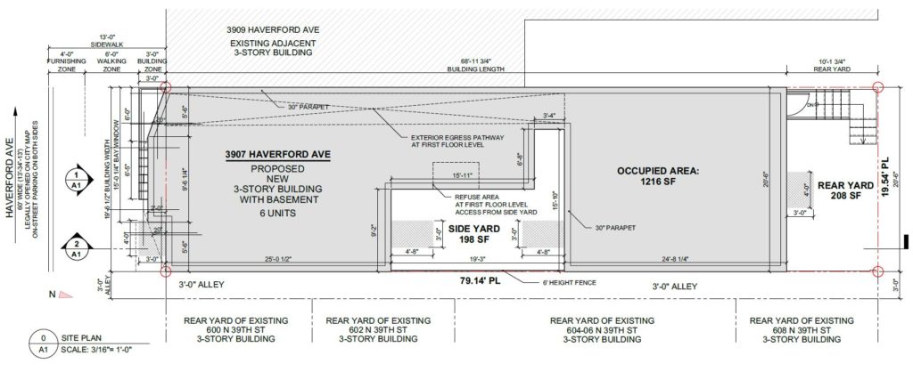 3907 Haverford Avenue. Site plan. Credit: MC Architectural via the City of Philadelphia