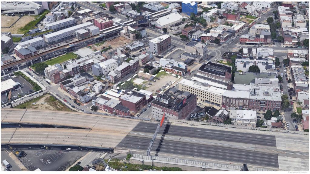 1120 Frankford Avenue. Aerial site view. Credit: BLT Architects via the Civic Design Review