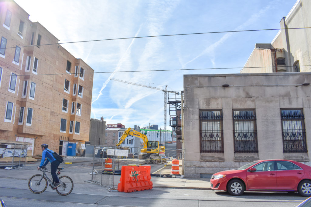 The Frankford Collective at 1148-62 Frankford Avenue, with 1144 Frankford Avenue on the left. Photo by Jamie Meller. March 2022