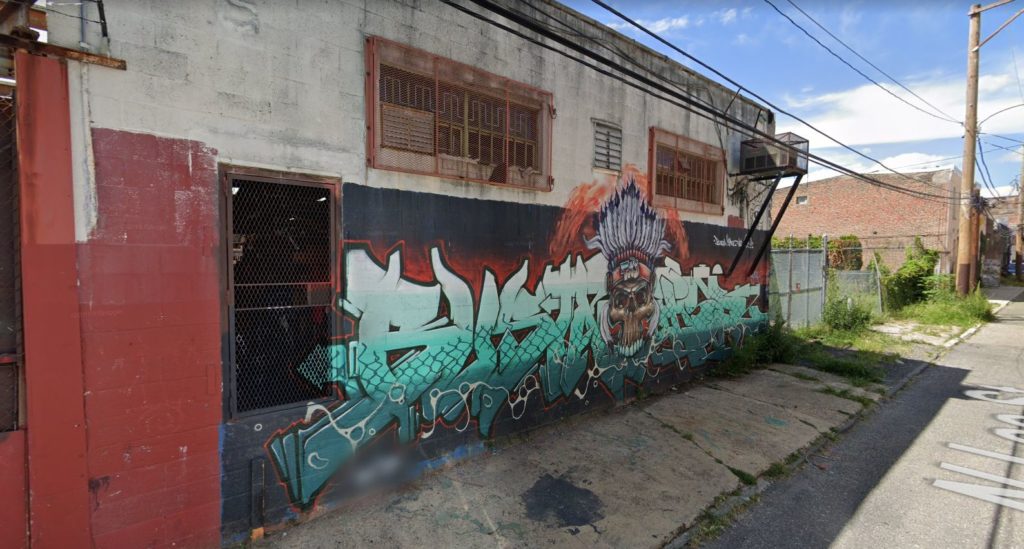 The mural at Lee Street at 1321 North Front Street. Looking northwest. August 2019. Credit: Google Maps