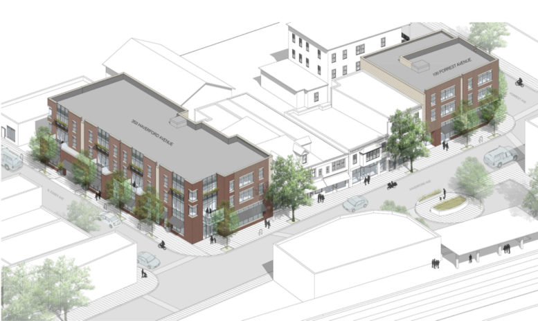 Rendering of 203 Haverford Avenue and 114 Forrest Avenue.