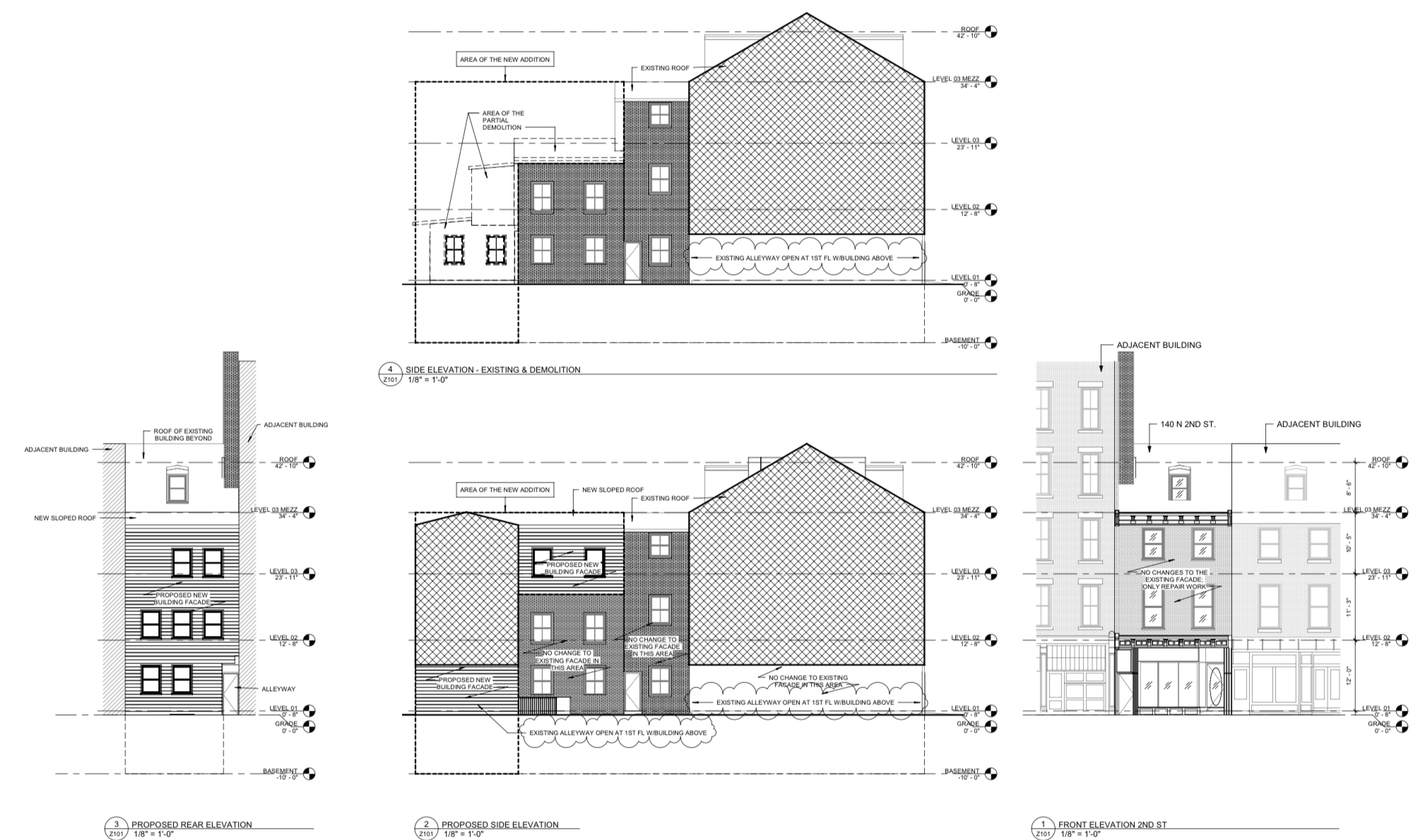 140 North 2nd Street building diagrams from former zoning permit.