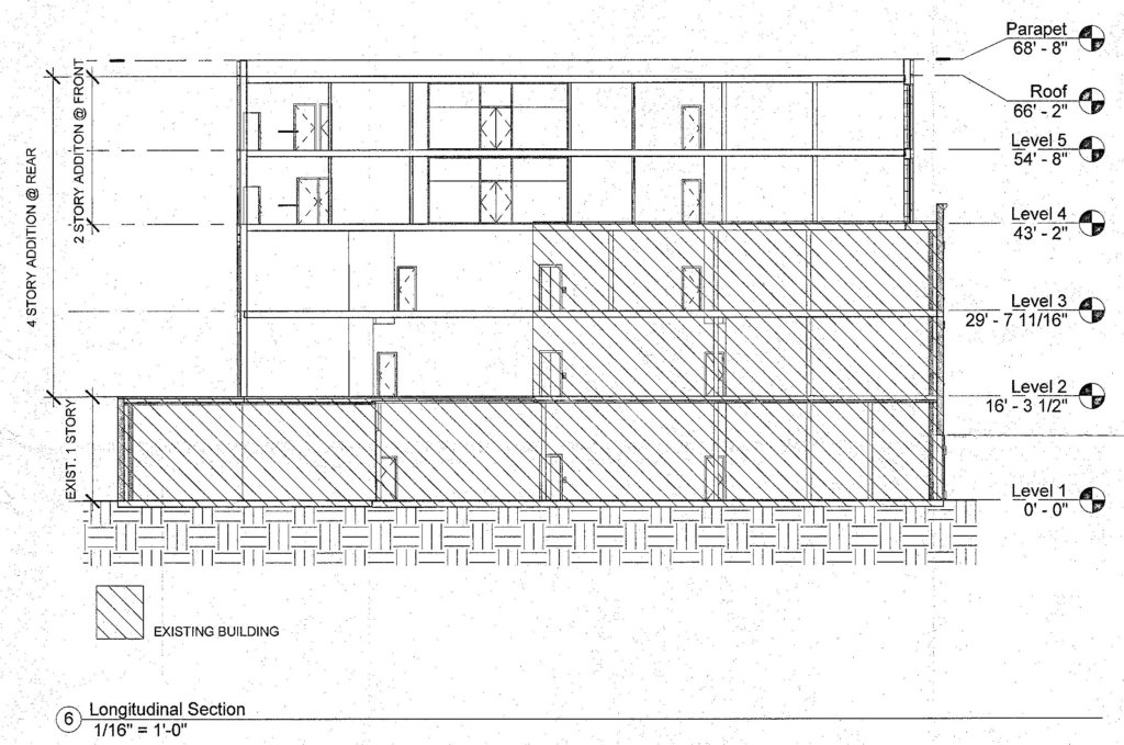 725-29 South Broad Street. Building section. Credit: CANNOdesign via thee City of Philadelphia