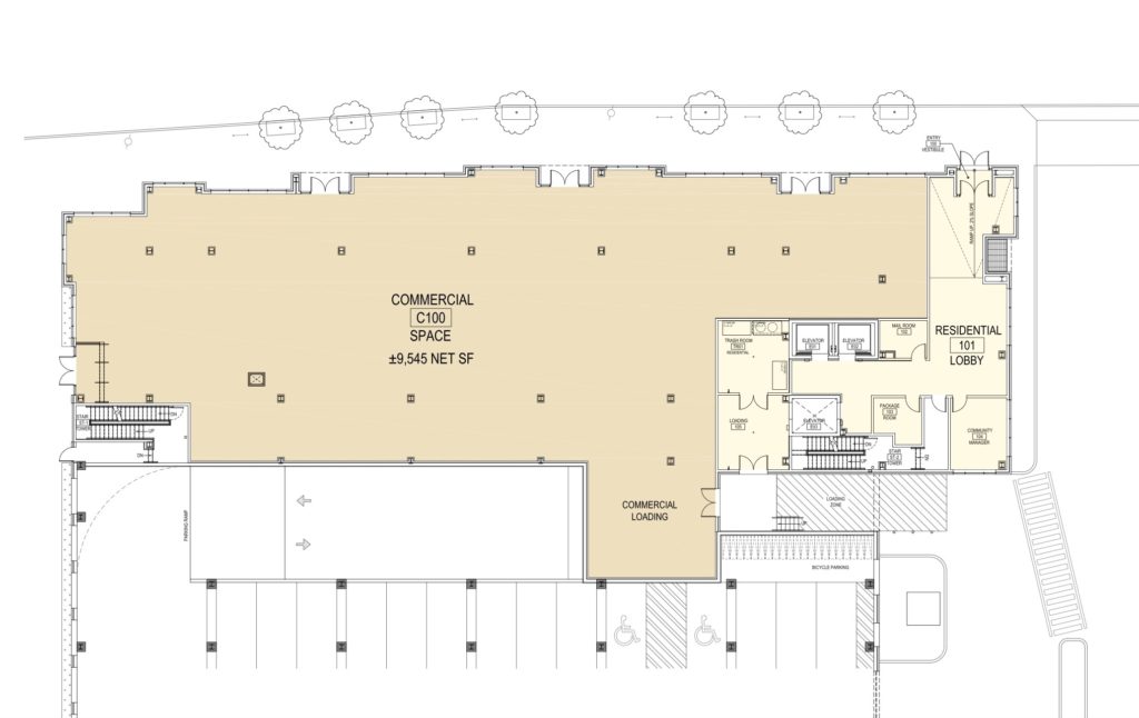 The Anchorage at 4442 Ridge Avenue. Ground floor plan. Credit: HDO Architecture