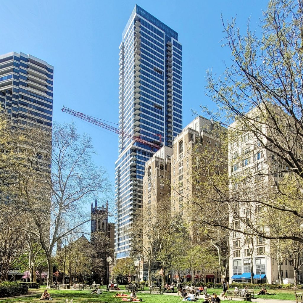 The Laurel Rittenhouse from Rittenhouse Square in April. Photo by Thomas Koloski