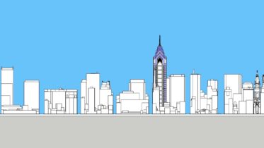 Philadelphia 1987 One Liberty Place south elevation. Models and image by Thomas Koloski