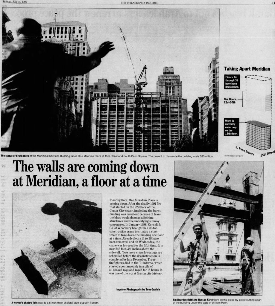 One Meridian Plaza July 1999. Image via The Philadelphia Inquirer