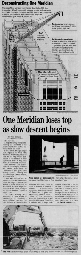 One Meridian Plaza July 1998. Image via The Philadelphia Inquirer