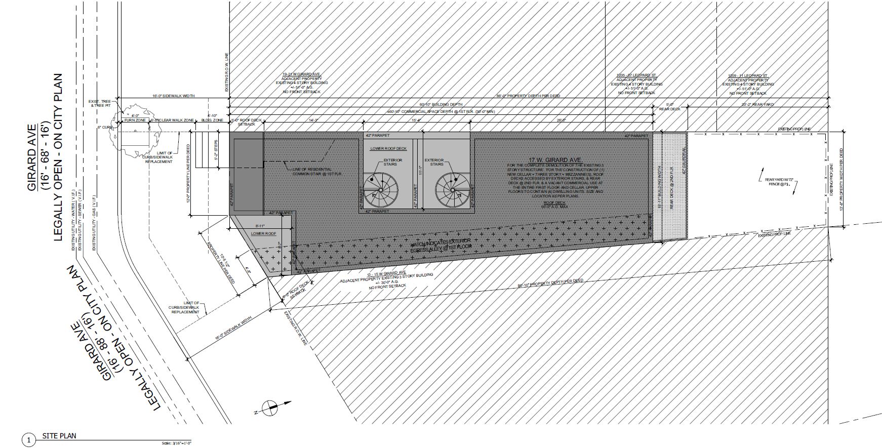 17 West Girard Street. Site plan. Credit: Gnome Architects via the City of Philadelphia