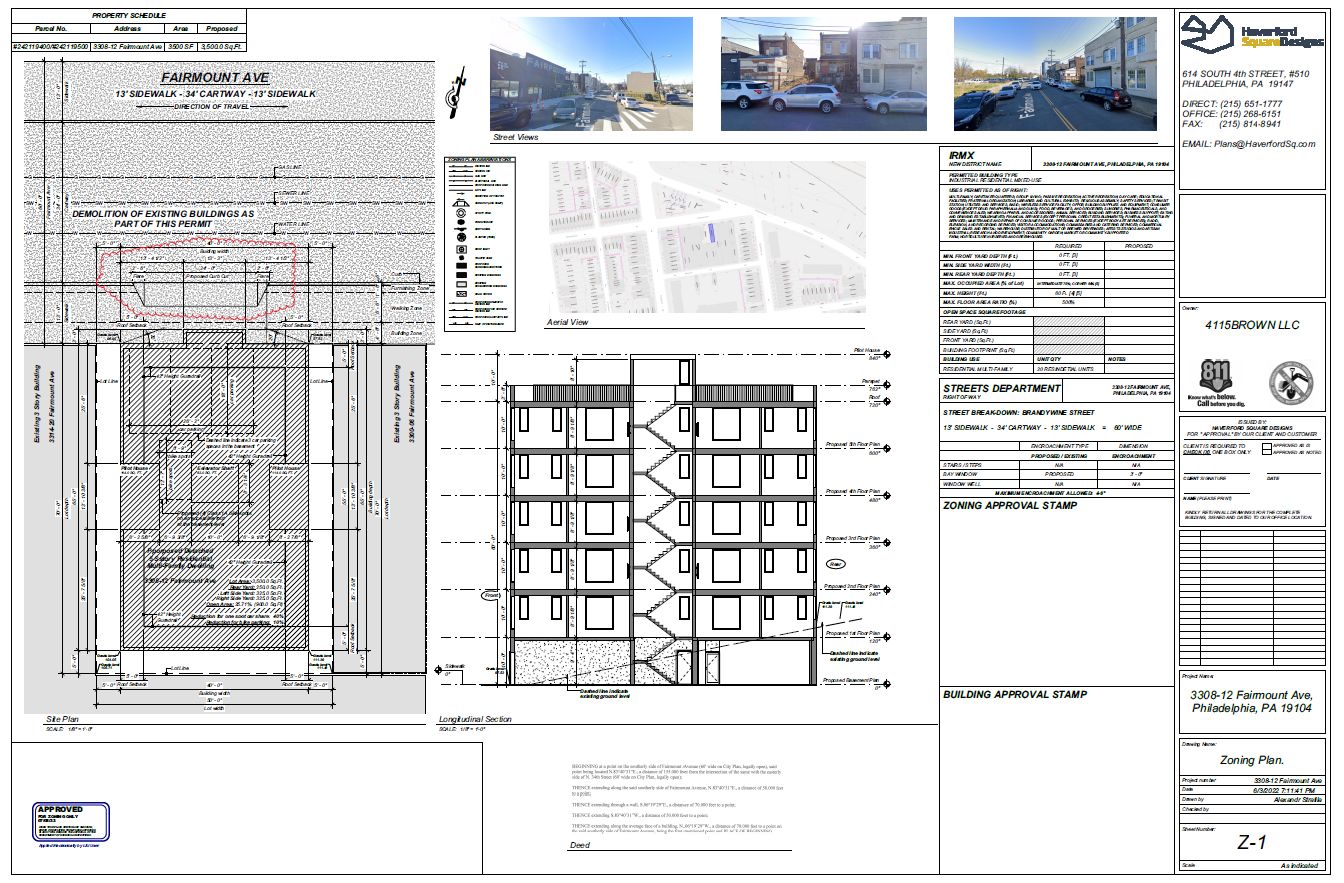 3308 Fairmount Avenue. Zoning submission. Credit: Haverford Square Designs via the City of Philadelphia