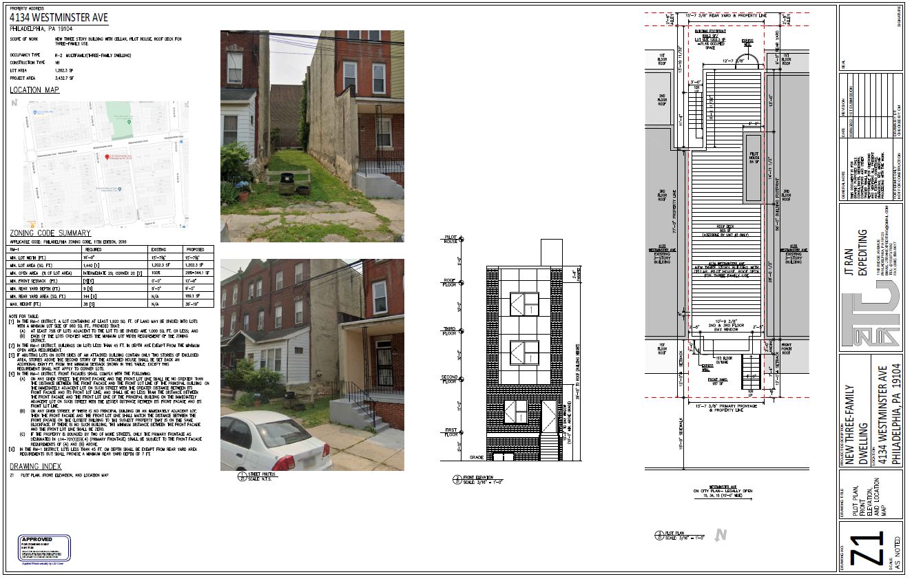 4134 Westminster Avenue. Zoning submission. Credit: JT Ran Expediting via the City of Philadelphia