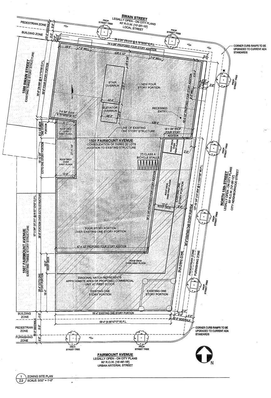1501-05 Fairmount Avenue. Site plan. Credit: Harman Deutsch Ohler Architecture via the City of Philadelphia