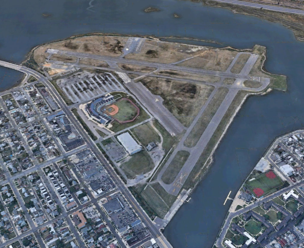 Present aerial view of Bader Field. Credit: Google.