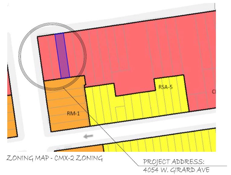 4054 West Girard Avenue. Site location and zoning map. Credit: KCA Design Associates via a zoning submission to the City of Philadelphia