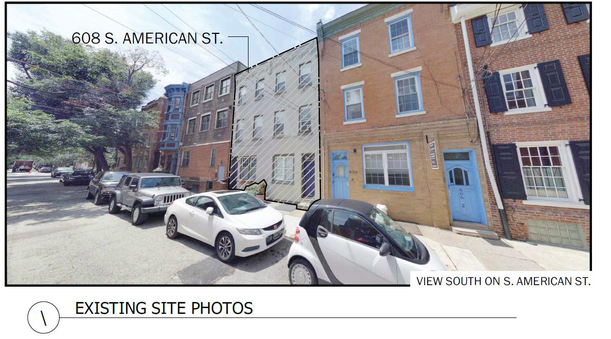 608 South American Street. Site condition prior to redevelopment. Credit: Gnome Architects via the City of Philadelphia