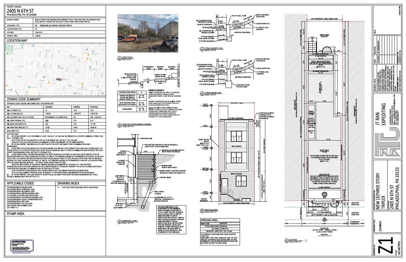 2405 North 6th Street. Zoning submission. Credit: JT Ran Expediting via the City of Philadelphia