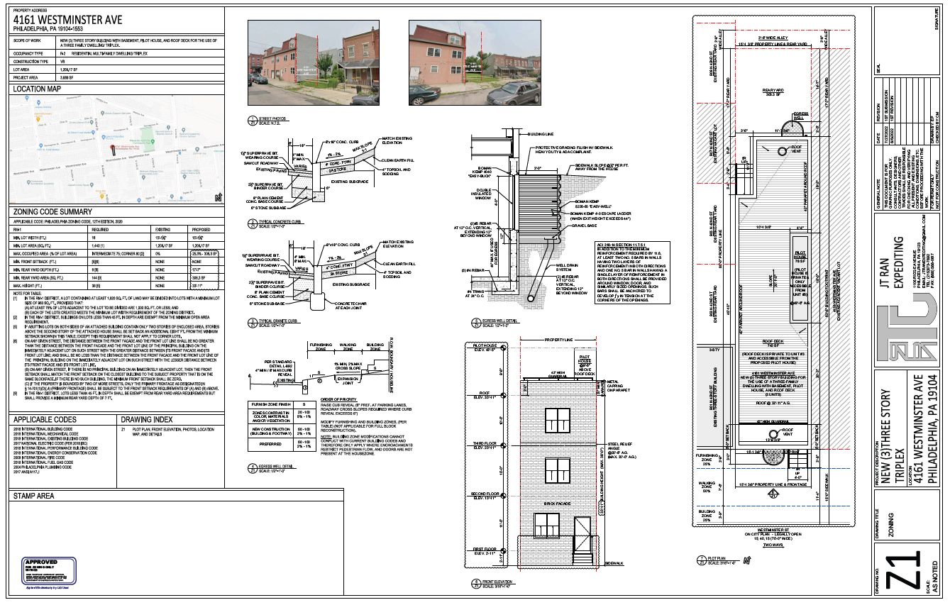 4161 Westminster Avenue. Zoning submission. Credit: JT Ran Expediting via the City of Philadelphia