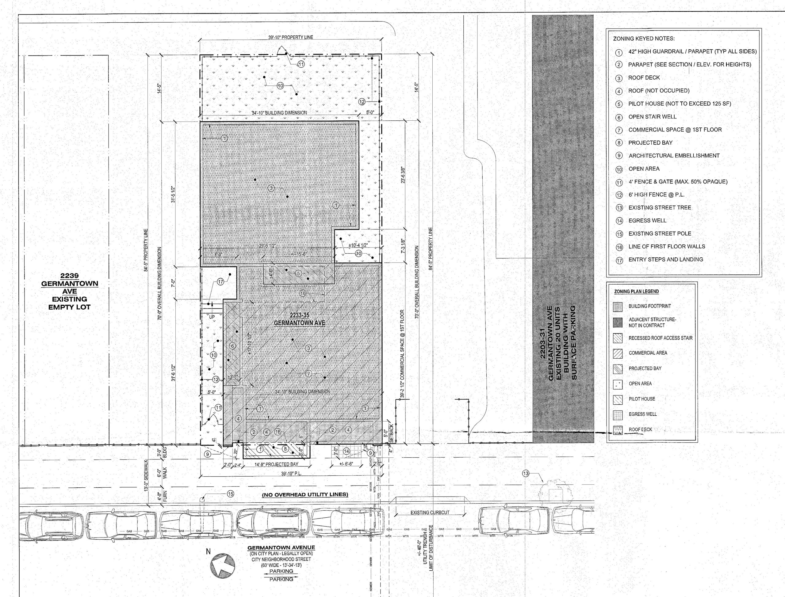 2233-35 Germantown Avenue. Site plan. Credit: HDO Architecture via the City of Philadelphia