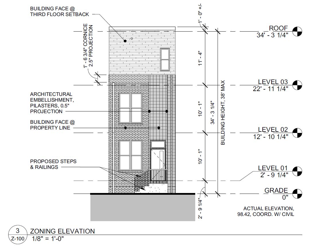 1432 North Marston Street. Building elevation. Credit: Moto Designshop via the City of Philadelphia