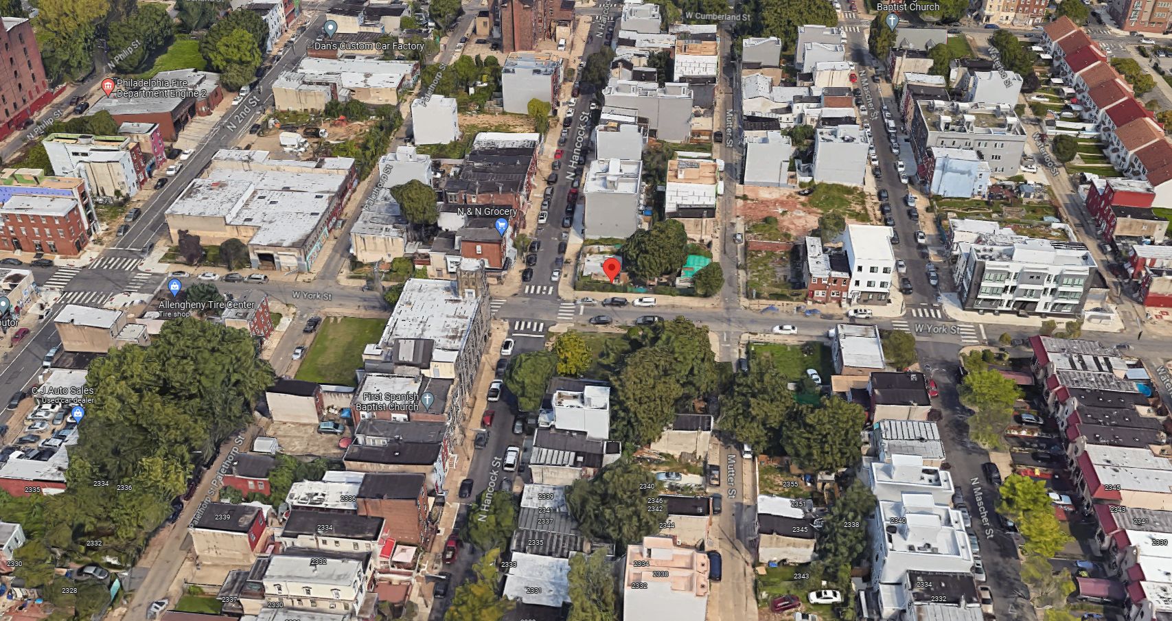 2401 North Hancock Street. Aerial view. Looking north. Credit: Google Maps