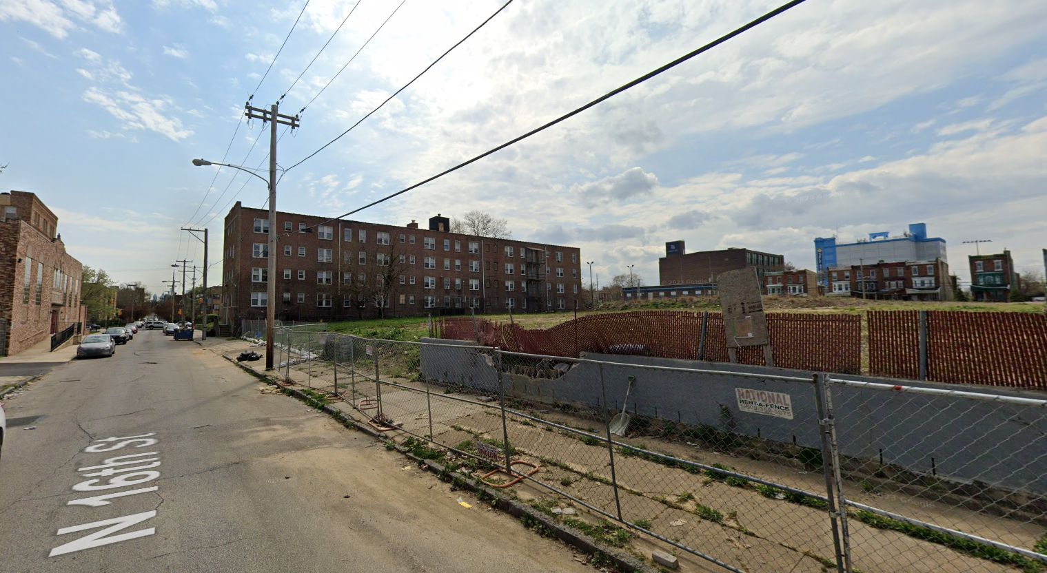 3216 North 16th Street prior to redevelopment. Looking southwest, with the Allegheny Apartments in the background. April 2023. Credit: Google Maps