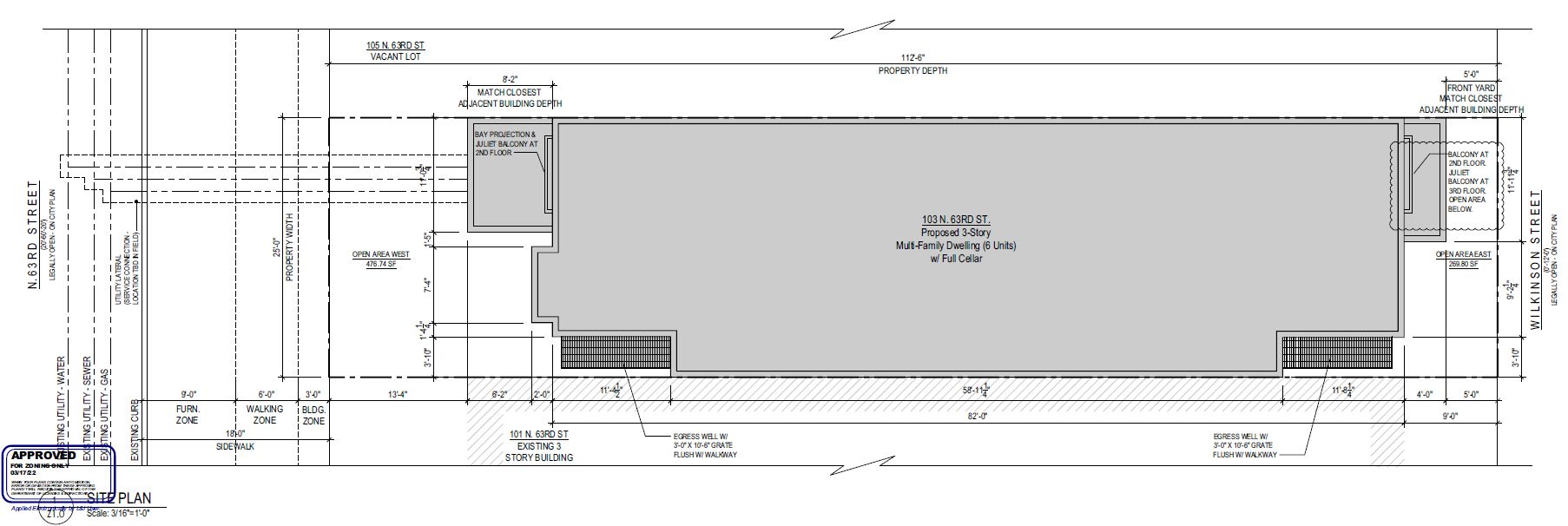 103 North 63rd Street. Site plan. Credit: 24 Seven Design Group via the City of Philadelphia