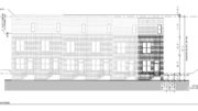 1403-13 North Marston Street. Building elevation, with 1403 North Marston Street highlighted. Credit: Moto Designshop via the City of Philadelphia