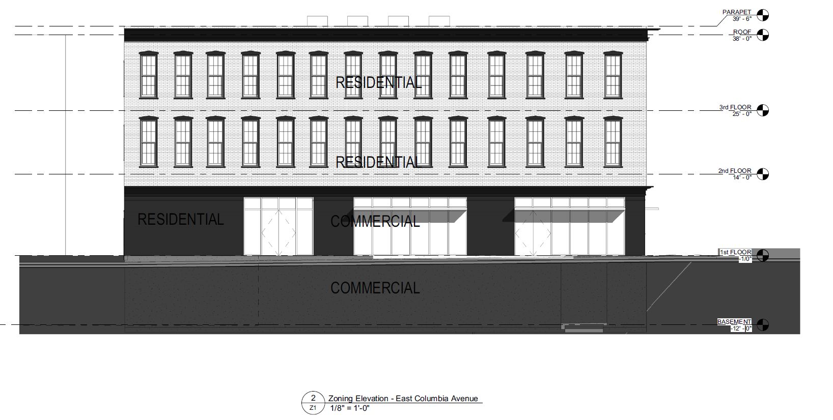 1700 Frankford Avenue. Front elevation. Credit: Ambit Architecture via the City of Philadelphia
