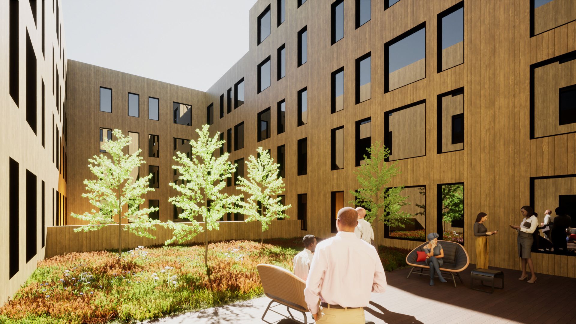 2024-28 North 22nd Street. Building rendering (courtyard). Credit: Oombra Architects via the Civic Design Review