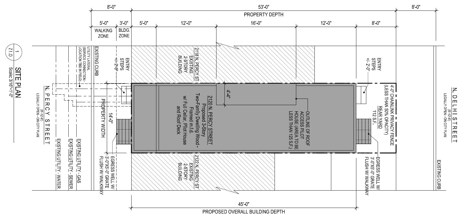 2120 North Percy Street. Site plan. Credit: 24 Seven Design Group via the City of Philadelphia