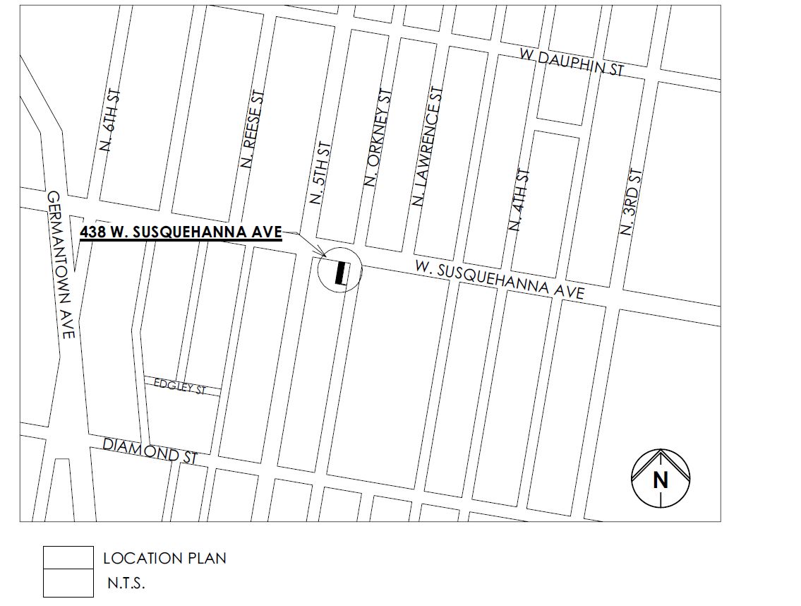 438 West Susquehanna Avenue. Location map. Credit: Parallel Architecture Studio via the City of Philadelphia