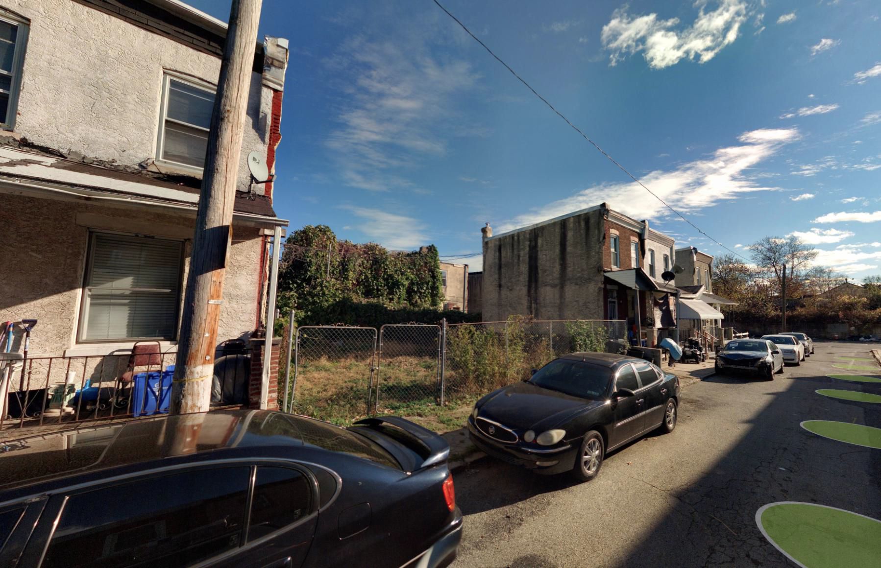 653 North Sickels Street. Site conditions prior to redevelopment. Looking southeast. Credit: Moto Designshop via the City of Philadelphia