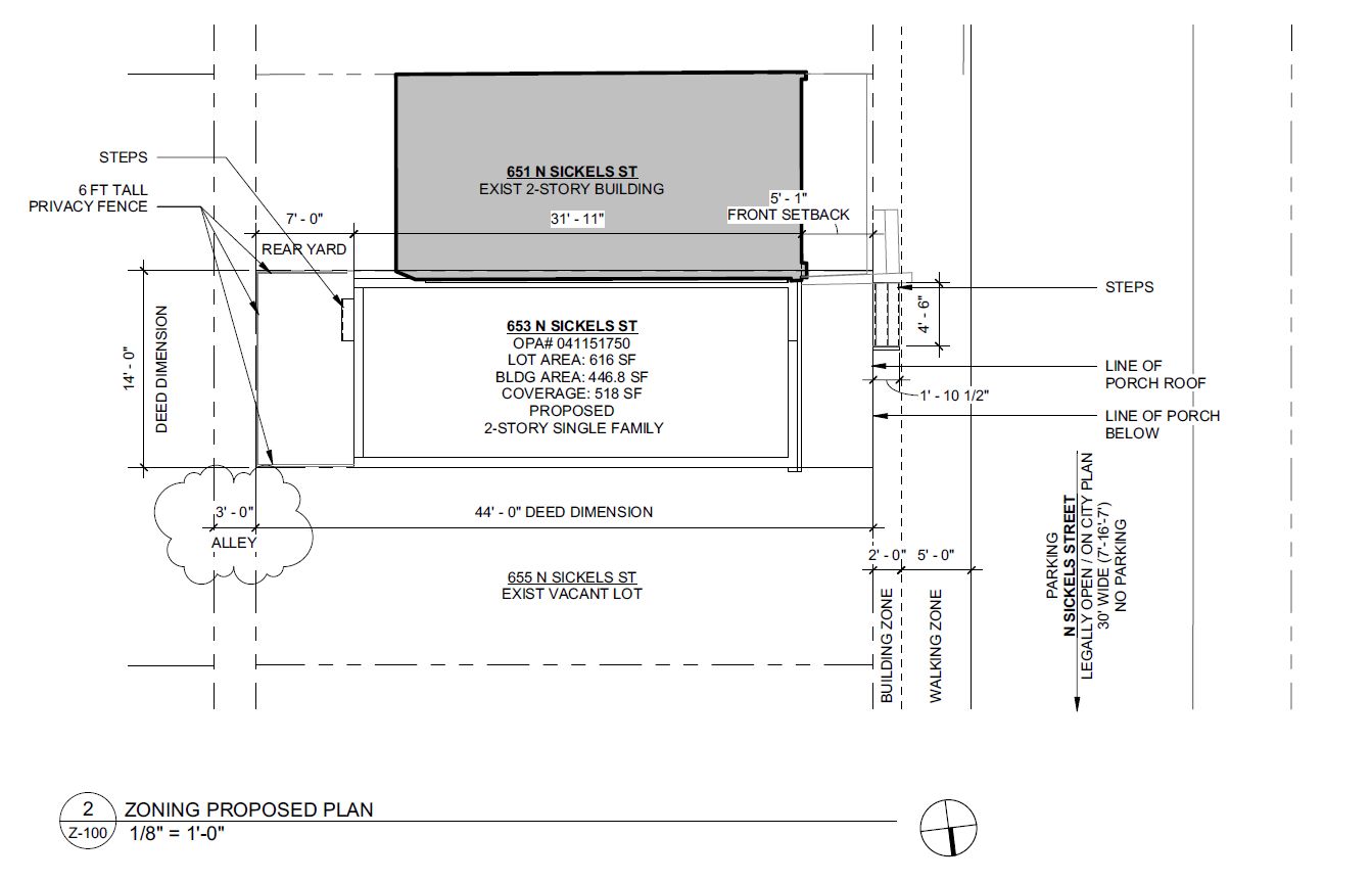 653 North Sickels Street. Site plan. Credit: Moto Designshop via the City of Philadelphia