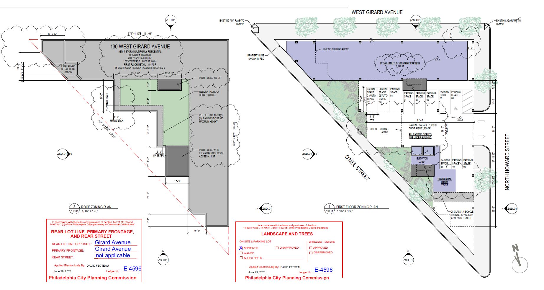 130 West Girard Avenue. Site plan and ground floor plan. Credit: Studio HS4 via the City of Philadelphia