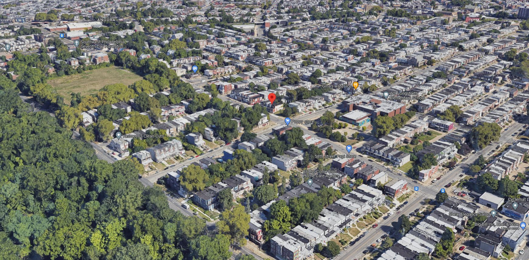 1437 South 58th Street. Aerial view prior to redevelopment. Looking north. Credit: Google Maps