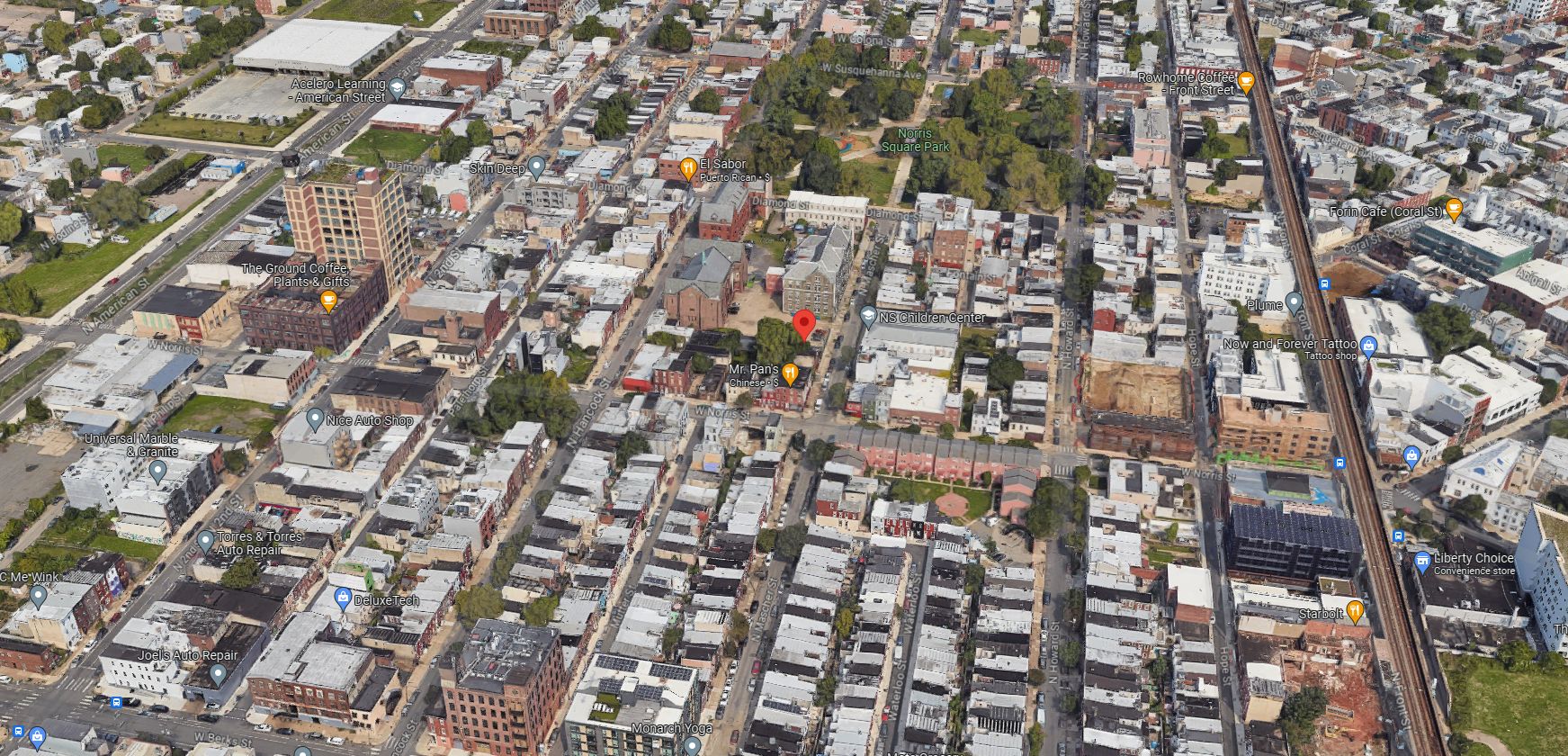 2008 North Mascher Street. Aerial view. Looking north. Credit: Google Maps
